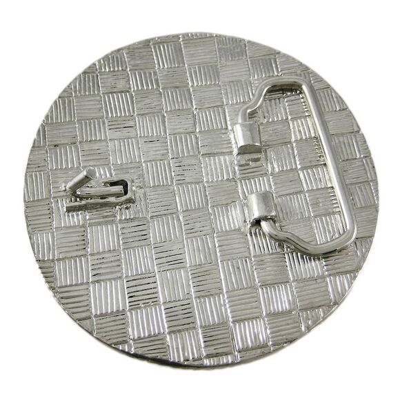 Fuchsia Rhinestone Covered Round Chrome Belt Buckle - Picture 3 of 3